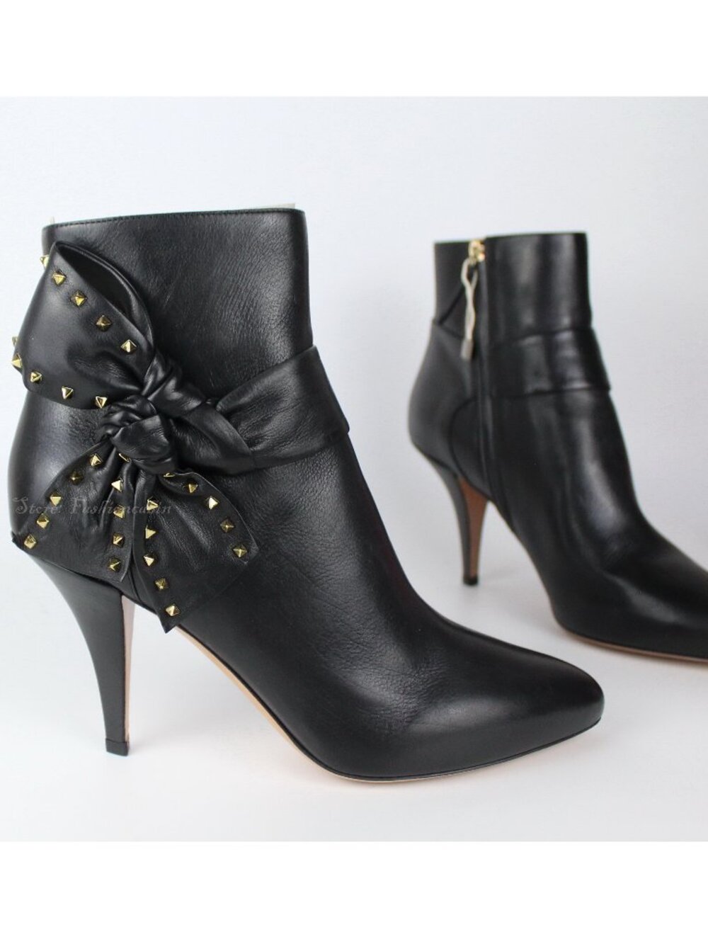 NEW Valentino Garavani Rockstud Leather Ankle Boots, Black, EU38.5